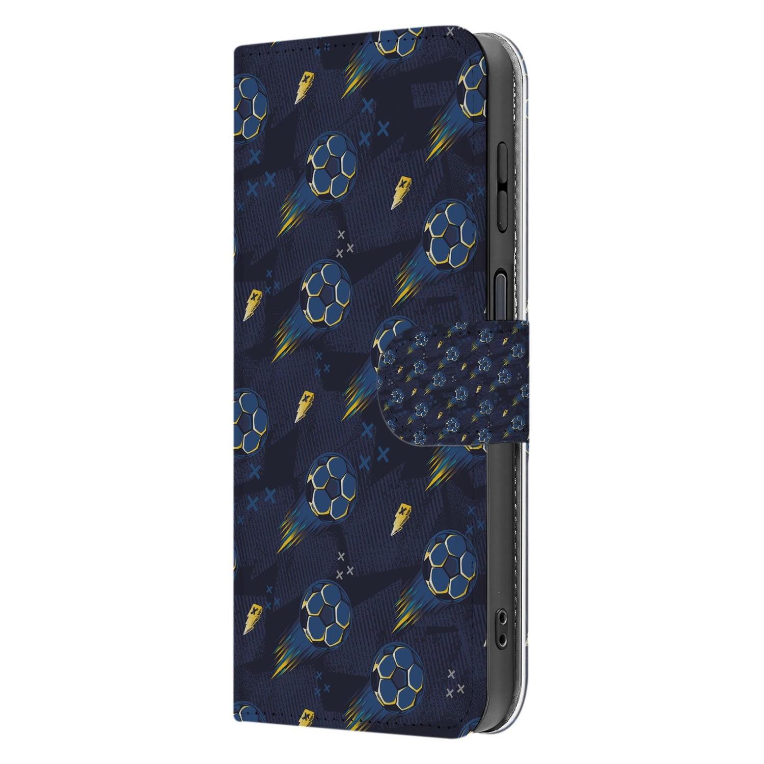 Voetbal Design Samsung Galaxy XCover 7 Pro Bookcase Hoesje Voetbalmotief Zijkant