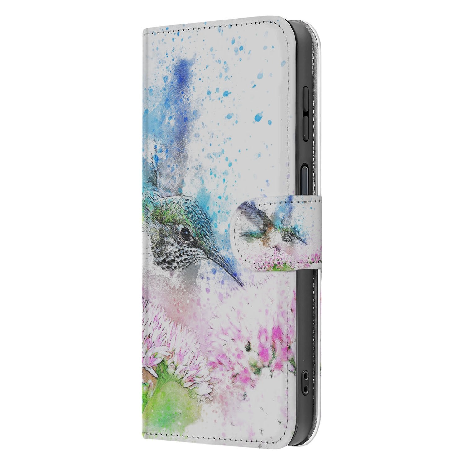 Samsung Galaxy Xcover 7 Pro Vogel Print Design Book Case Portemonnee Hoesje zijkant