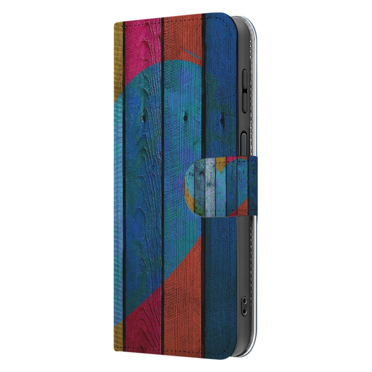 Samsung Galaxy Xcover 7 Pro Bookcase Hoesje Met Wood Heart Design aanzicht