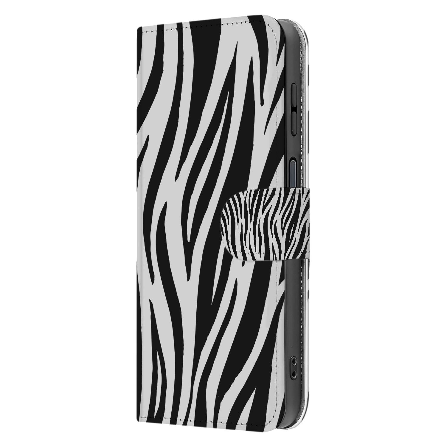 Samsung Galaxy Xcover 7 Pro Book Case Zebra Print Zwart Wit zwart wit design aanzicht