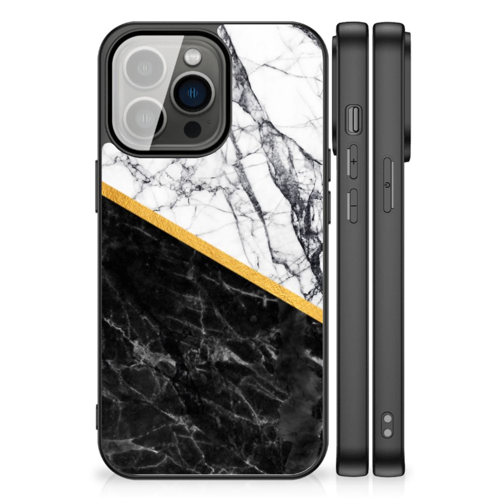iPhone 13 Pro Marmeren Print Telefoonhoesje Marmer Wit Zwart - Origineel Cadeau Man B2C Telecom