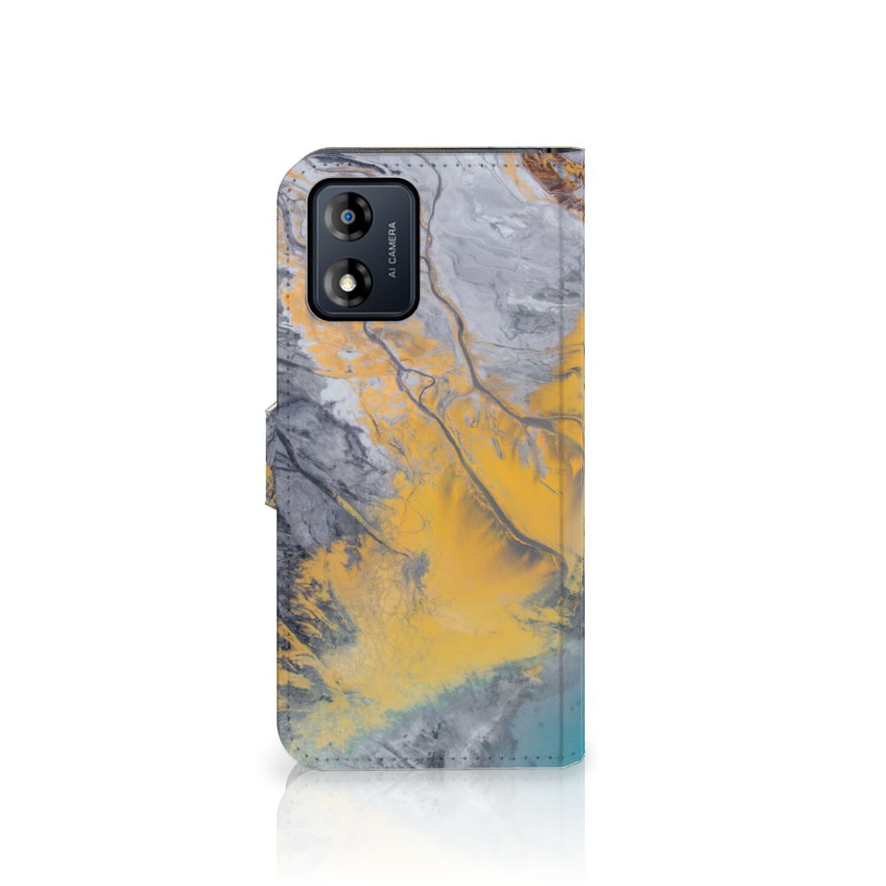 Motorola Moto E13 4G Bookcase Marble Blue Gold
