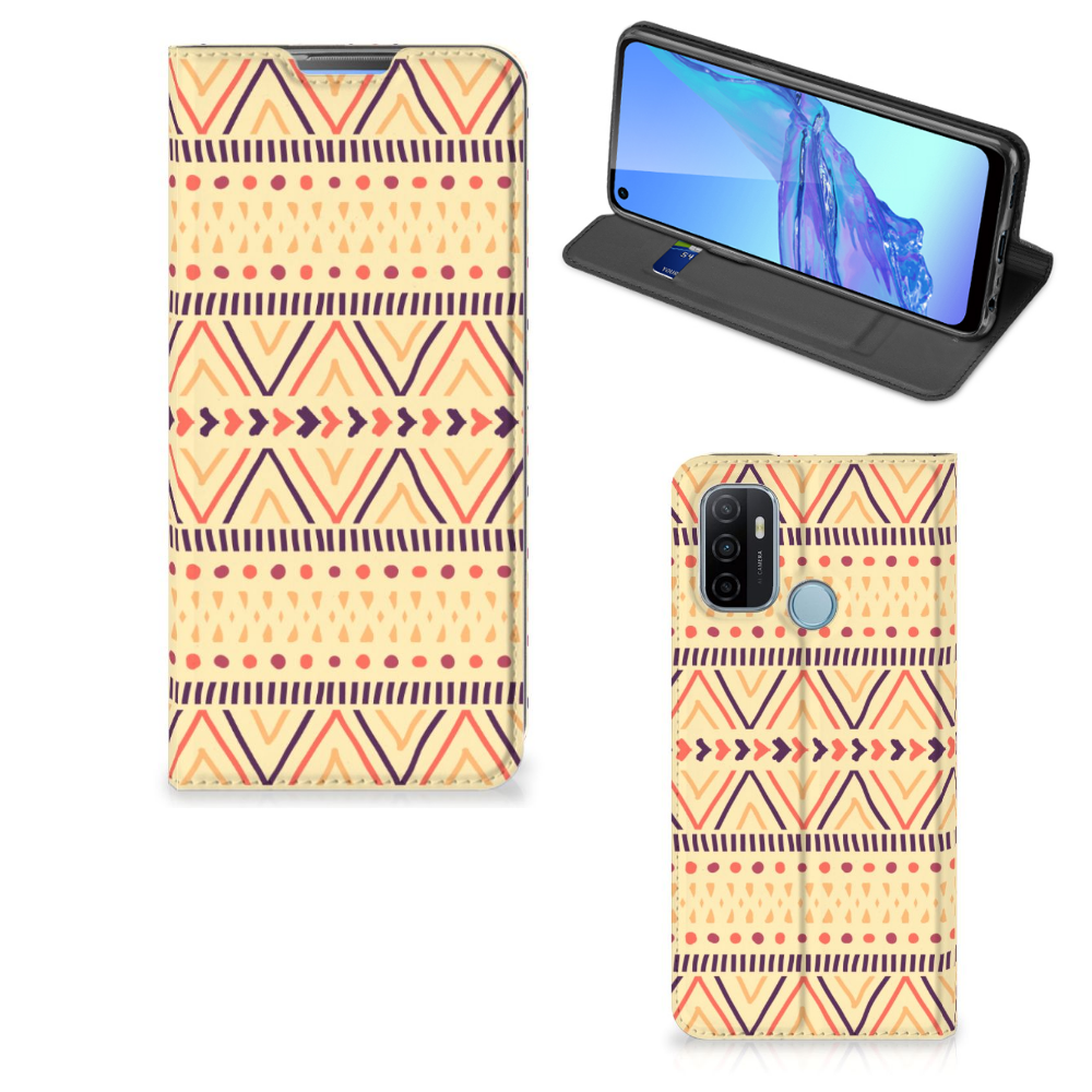 OPPO A53 | A53s Hoesje met Magneet Aztec Yellow - B2C Telecom