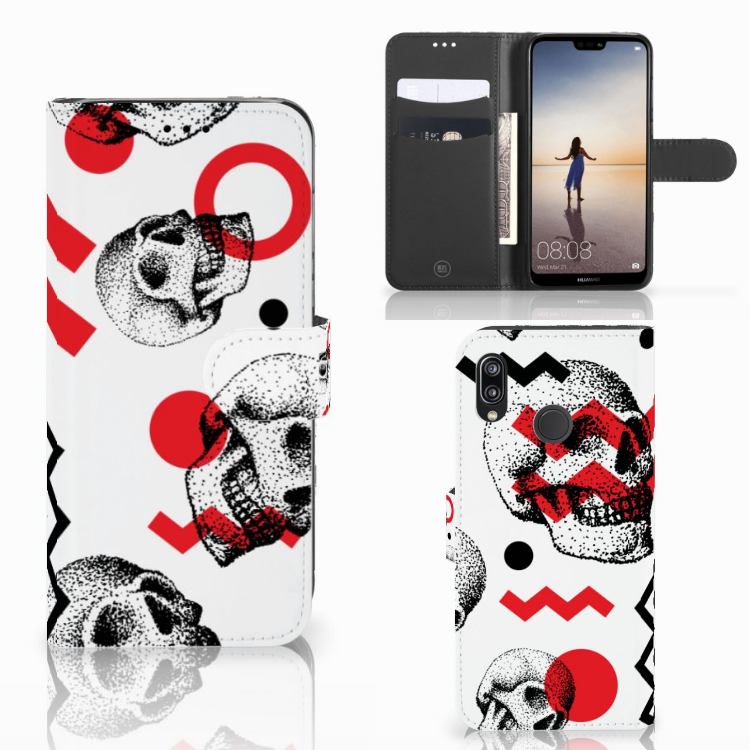 Telefoonhoesje met Naam Huawei P20 Lite Skull Red