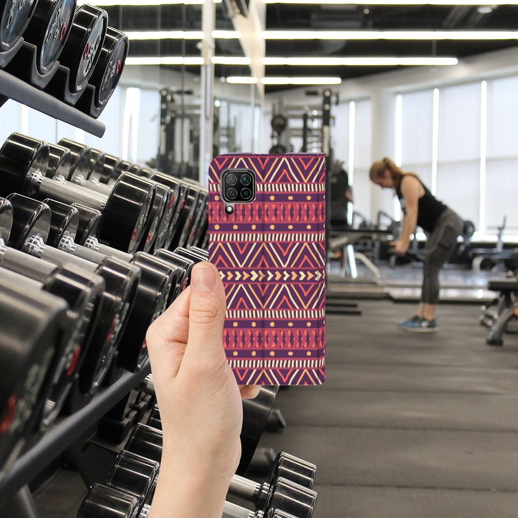 Huawei P40 Lite Hoesje met Magneet Aztec Paars - B2C Telecom