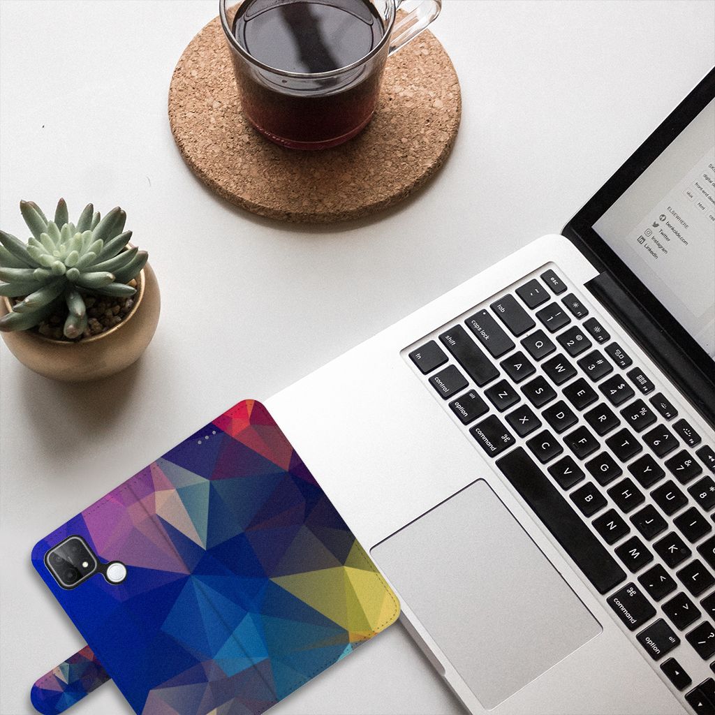OPPO A15 Book Case Polygon Dark