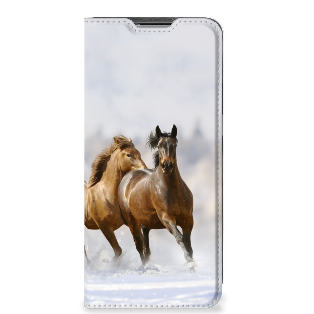 OPPO Find X5 Lite | Reno7 5G Hoesje maken Paarden met twee rennende paarden in de sneeuw.