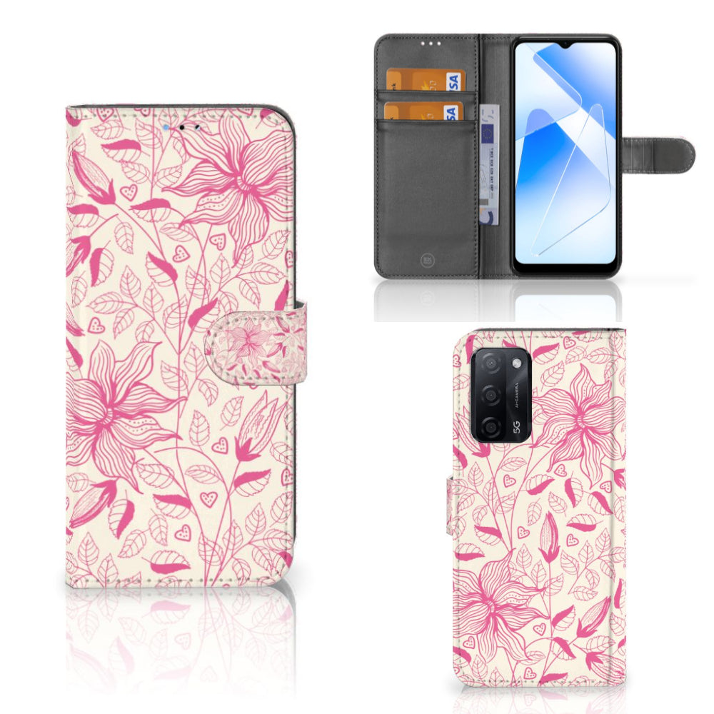 OPPO A16/A16s/A54s Hoesje Pink Flowers