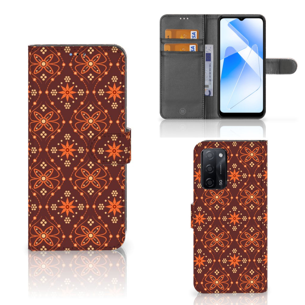 OPPO A16/A16s/A54s Telefoon Hoesje Batik Brown