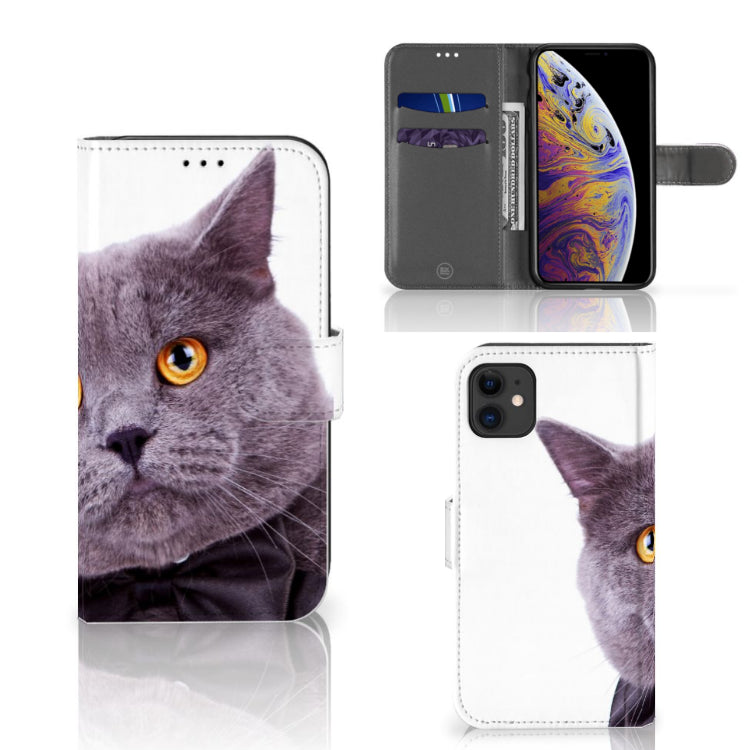 Apple iPhone 11 Telefoonhoesje met Pasjes Kat
