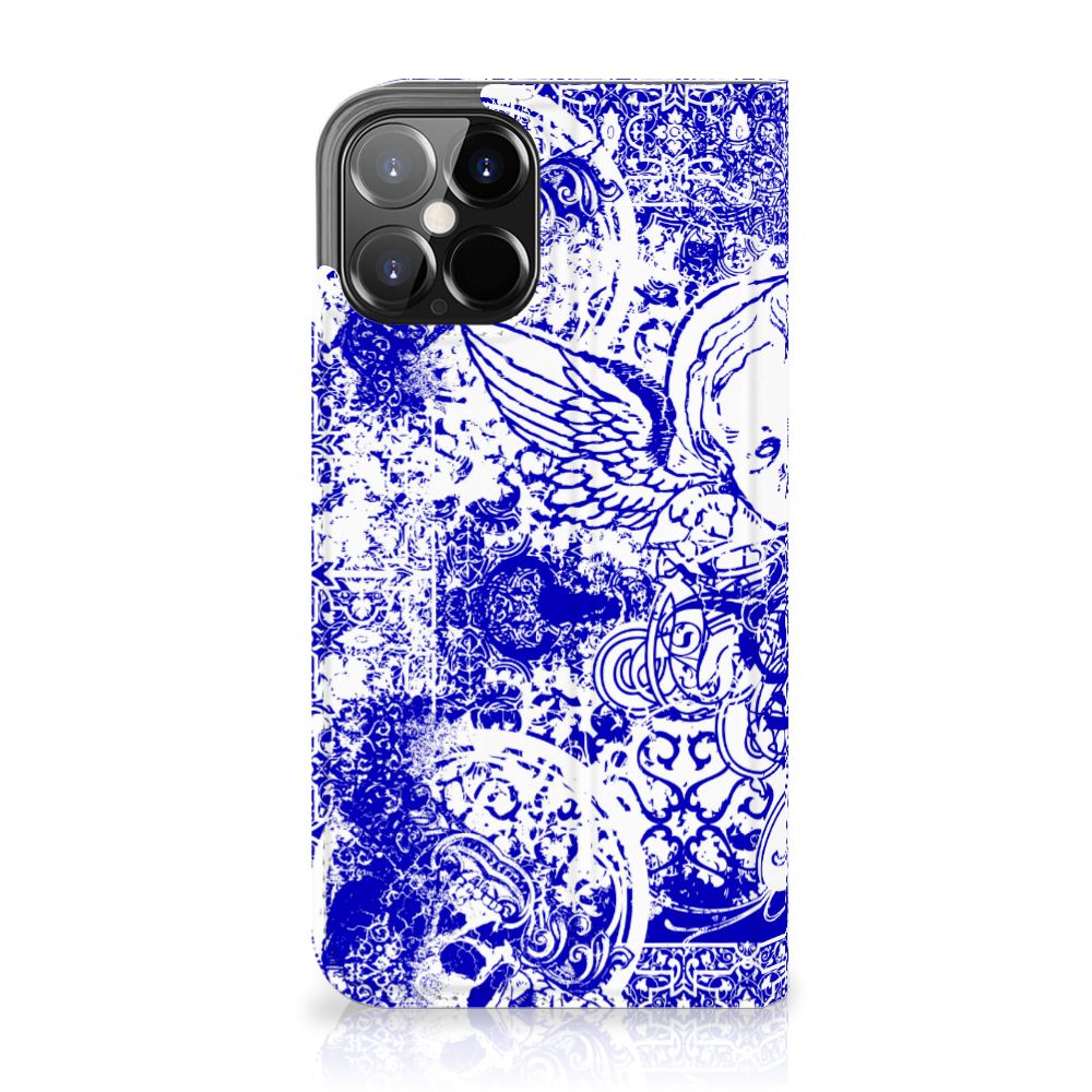 Mobiel BookCase iPhone 12 Pro Max Angel Skull Blauw