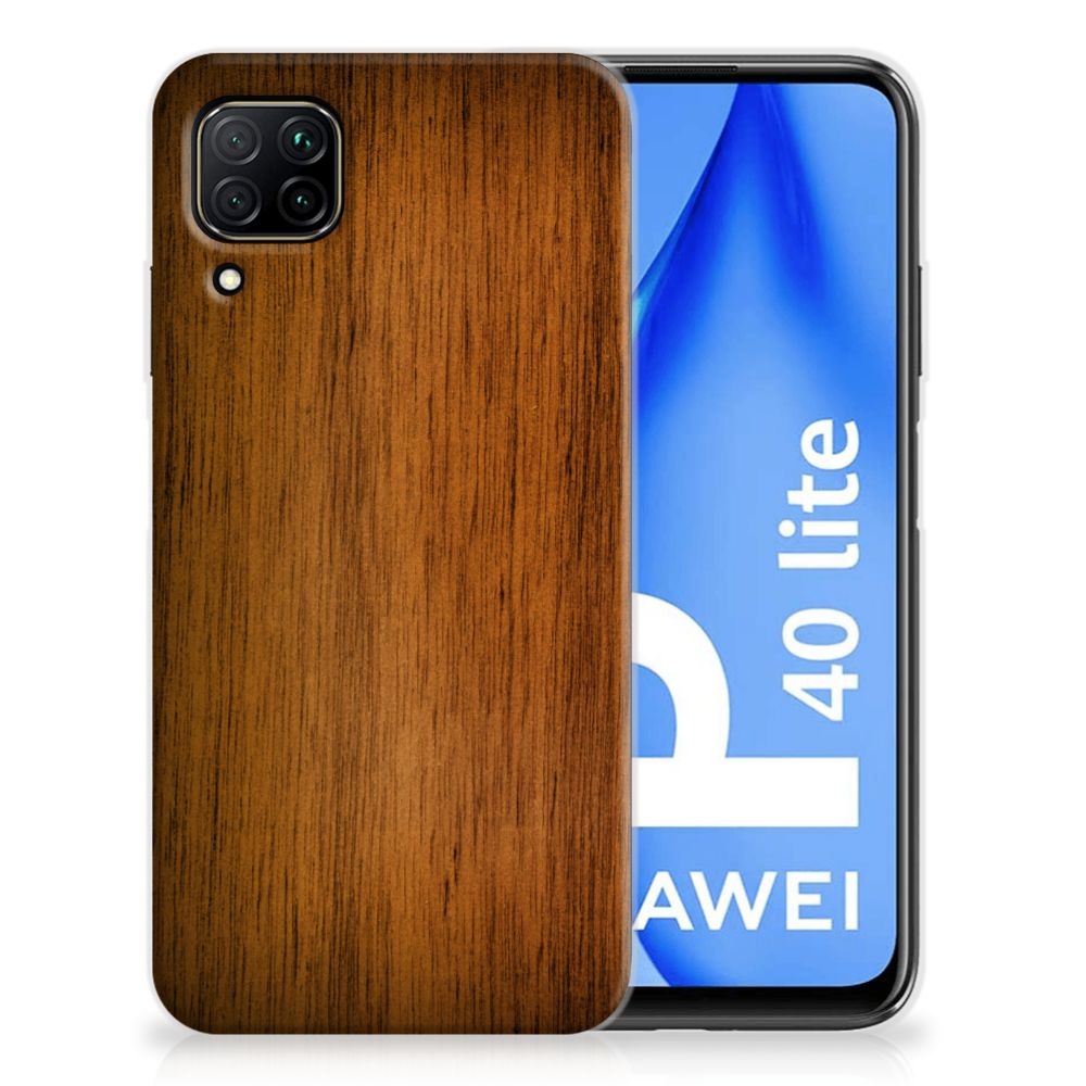 Huawei P40 Lite Bumper Hoesje Donker Hout