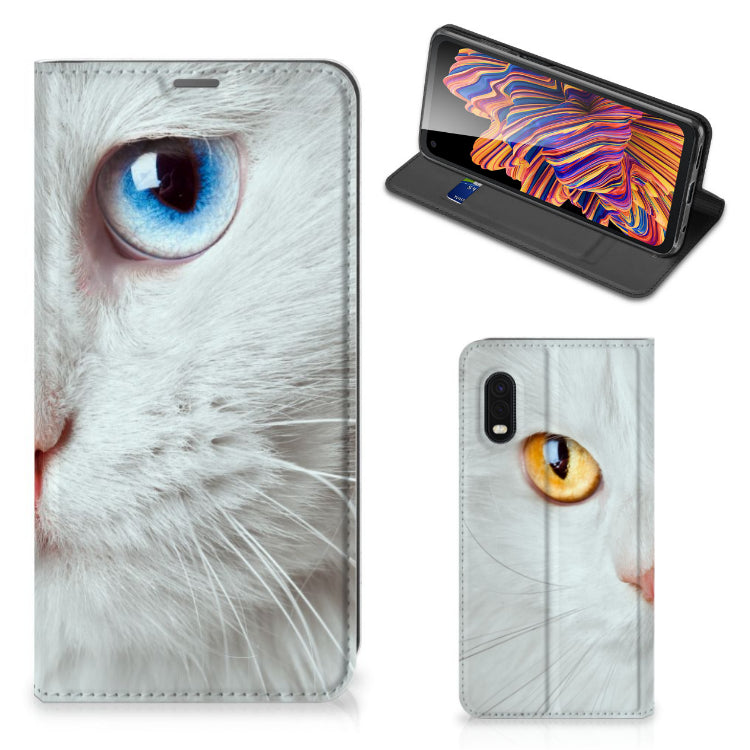 Samsung Xcover Pro Hoesje maken Witte Kat