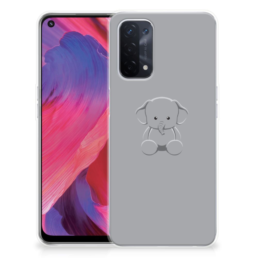 OPPO A93 5G Telefoonhoesje met Naam Grijs Baby Olifant