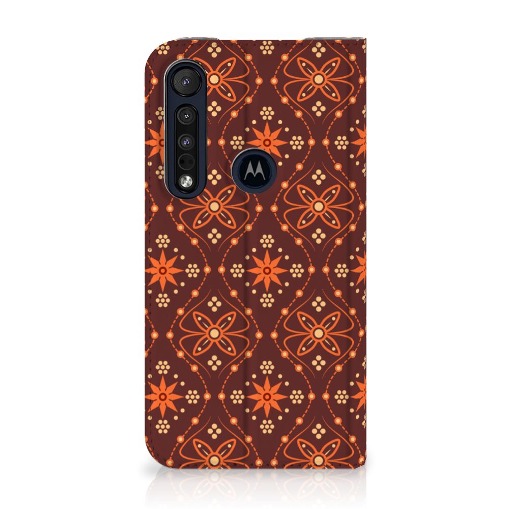 Motorola G8 Plus Hoesje met Magneet Batik Brown - B2C Telecom