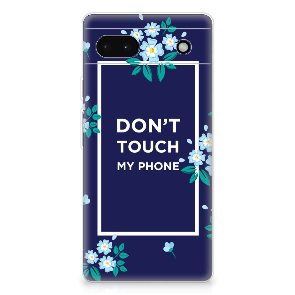 Google Pixel 6A Silicone-hoesje Flowers Blue DTMP