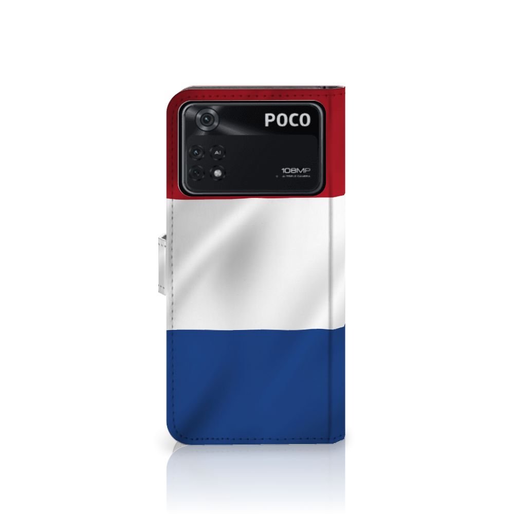 Xiaomi Poco X4 Pro 5G Bookstyle Case Nederlandse Vlag met artistiek ontwerp van de Nederlandse vlag.