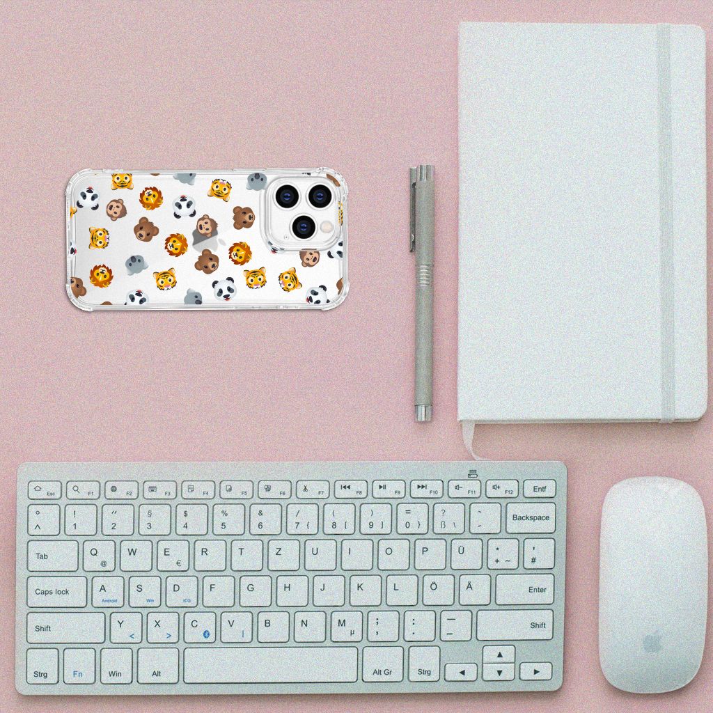 Doorzichtige Silicone Hoesje voor iPhone 14 Pro Dieren Emojis B2C Telecom