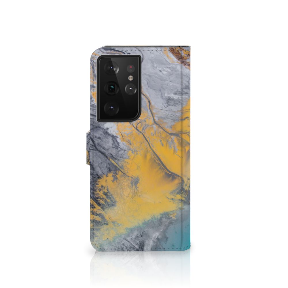 Samsung Galaxy S21 Ultra Bookcase Marble Blue Gold