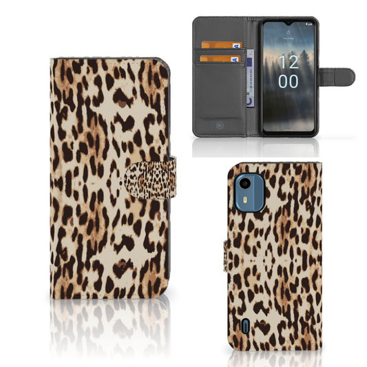 Nokia C12 Telefoonhoesje met Pasjes Leopard