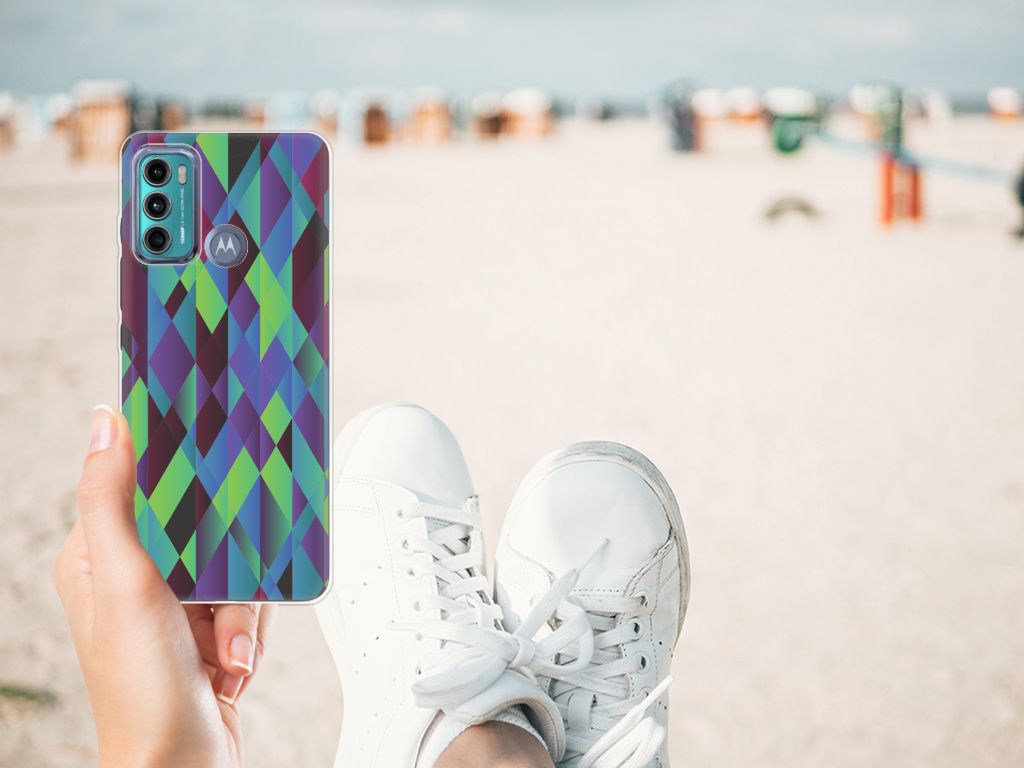 Motorola Moto G60 TPU Hoesje Abstract Green Blue B2C Telecom