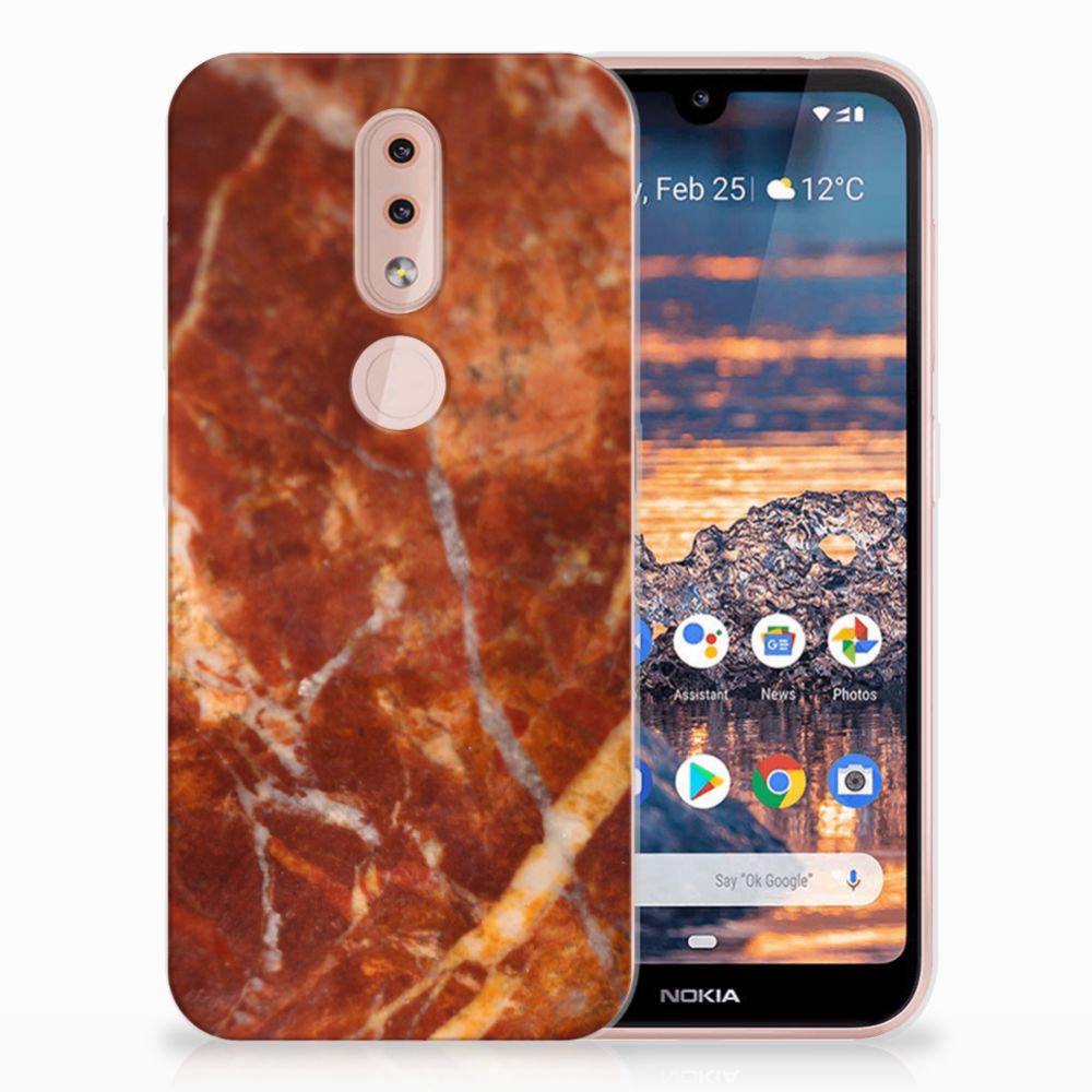 Nokia 4.2 TPU Siliconen Hoesje Marmer Bruin