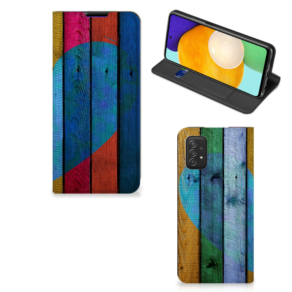 Samsung Galaxy A03s Book Wallet Case Wood Heart - Cadeau voor je Vriend