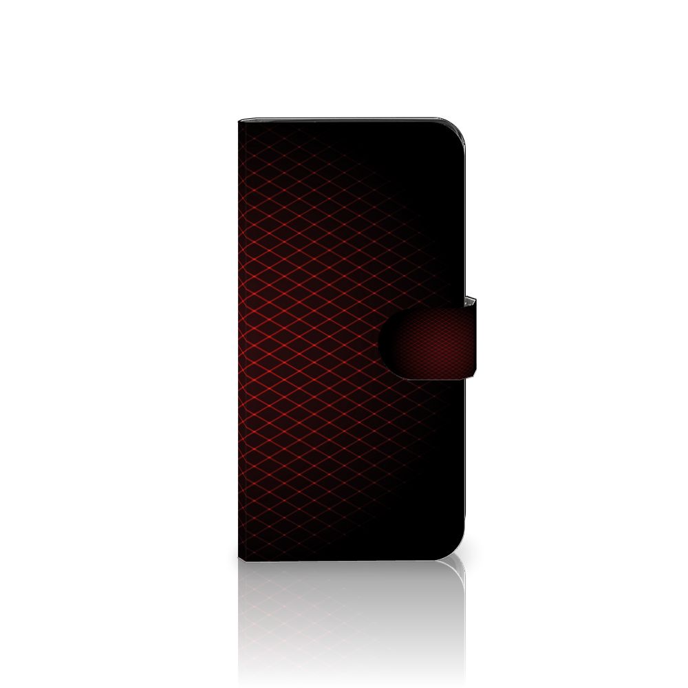 Google Pixel 8A Telefoon Hoesje Geruit Rood met minimalistisch design en ruimte voor 3 pasjes.