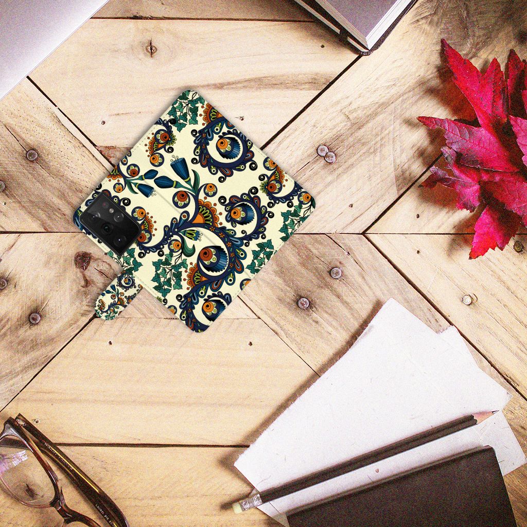 Wallet Case Samsung Galaxy S21 Ultra Barok Flower