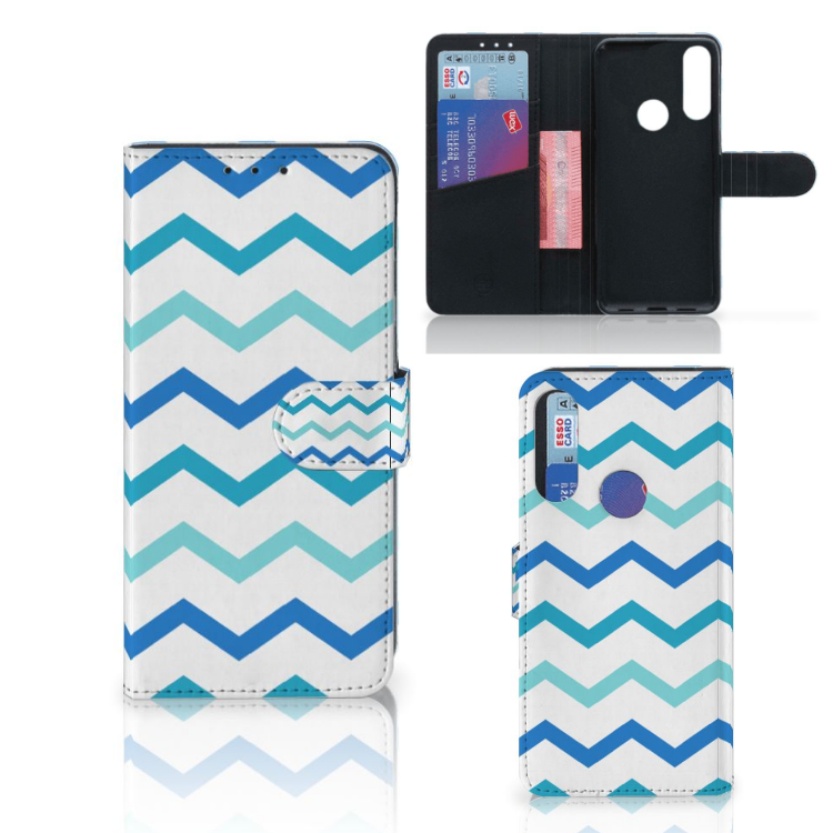 Alcatel 1S 2020 Telefoon Hoesje Zigzag Blauw
