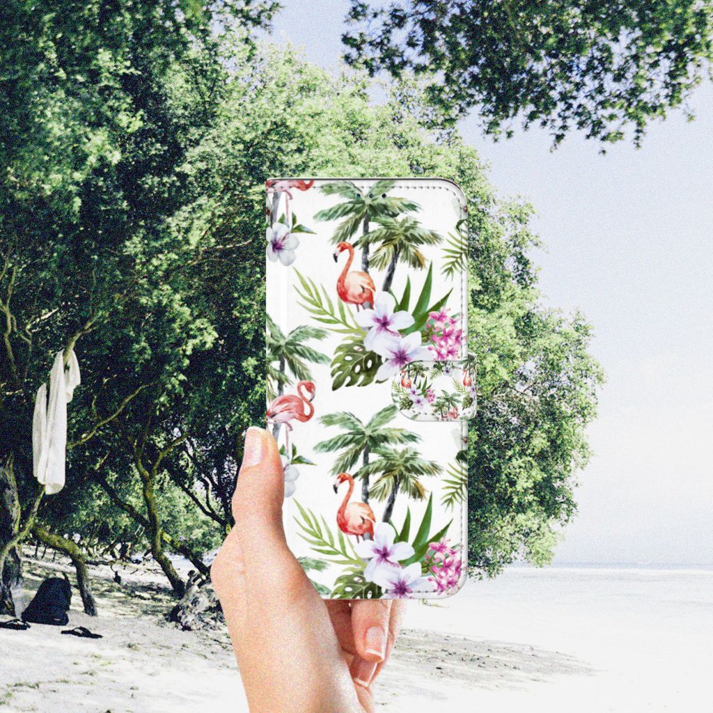 Nokia G50 Telefoonhoesje met Pasjes Flamingo Palms