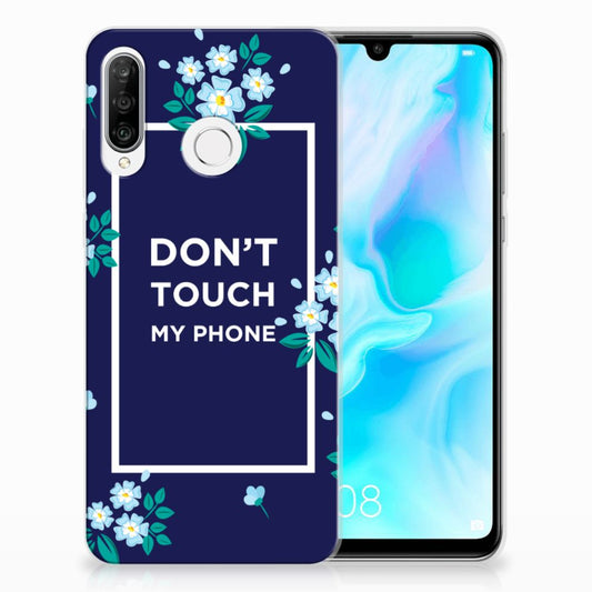 Huawei P30 Lite Silicone-hoesje Flowers Blue DTMP