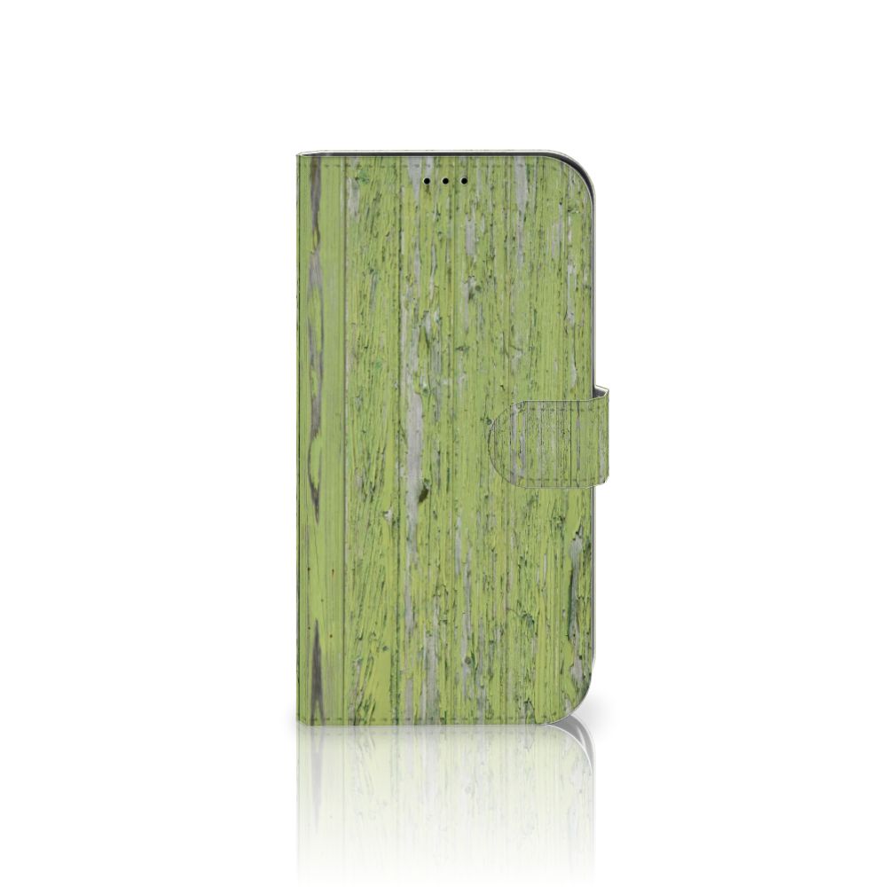 iPhone 13 Pro Max Book Style Case Green Wood met groen houten print 🌳.
