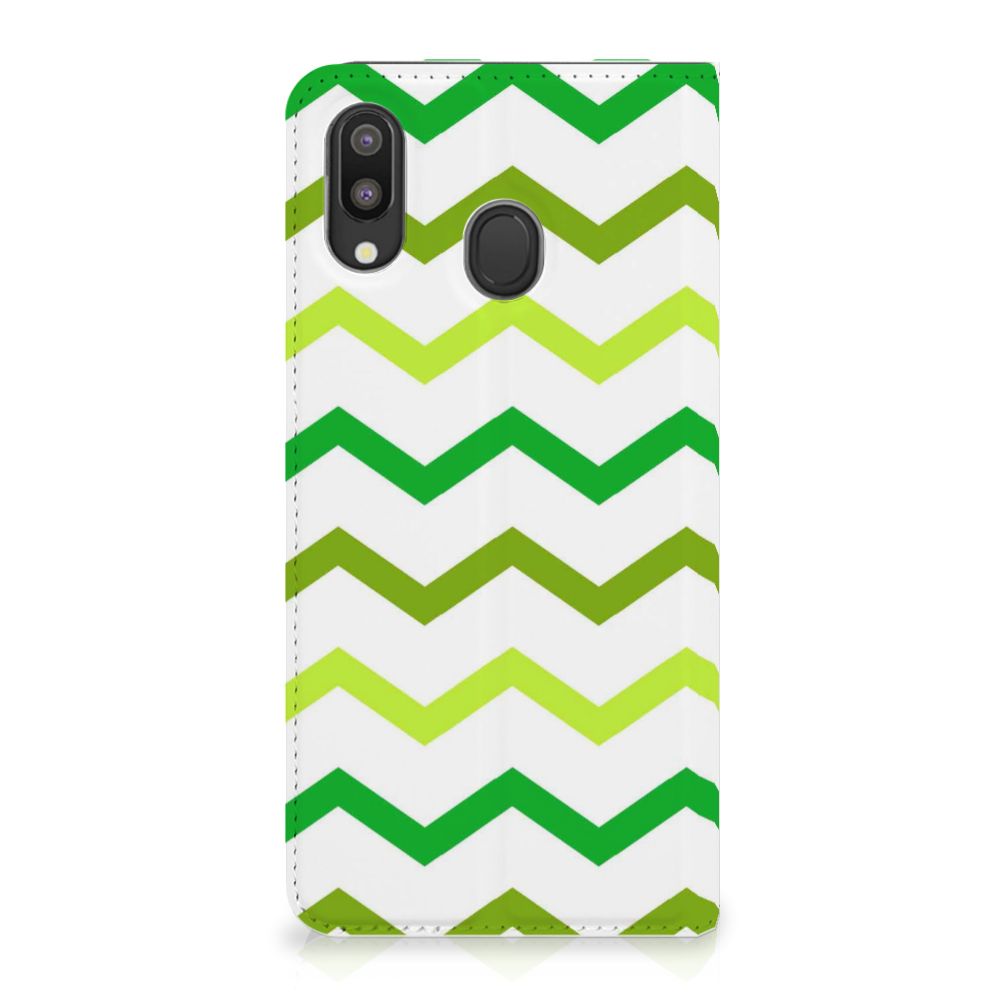 Samsung Galaxy M20 Hoesje met Magneet Zigzag Groen