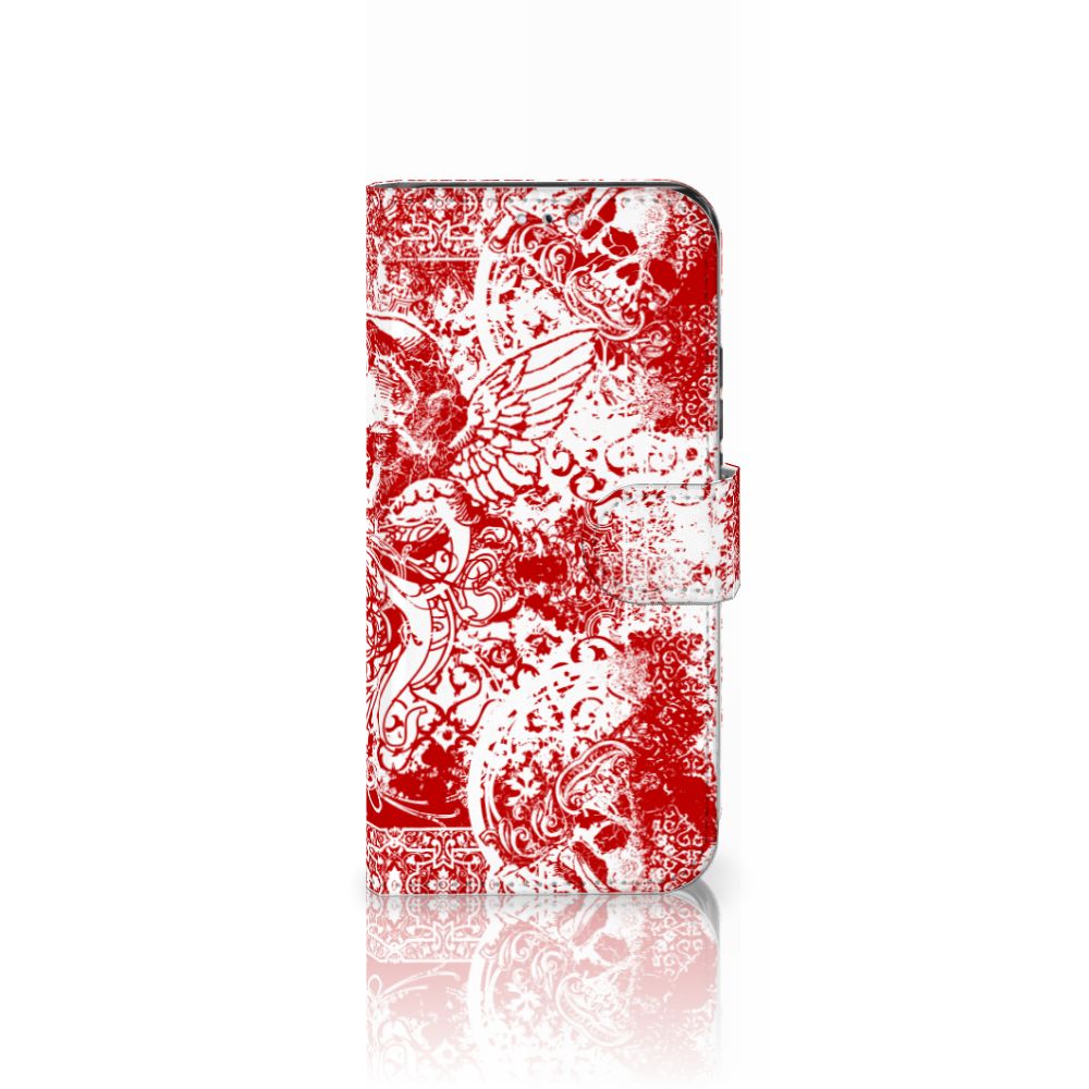 Telefoonhoesje met Naam Samsung Galaxy S22 Angel Skull Rood