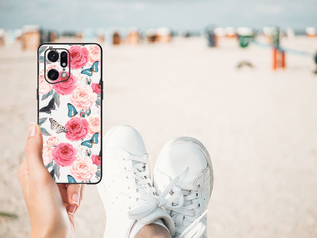 OPPO Find X5 Pro Bloemen Hoesje Butterfly Roses B2C Telecom