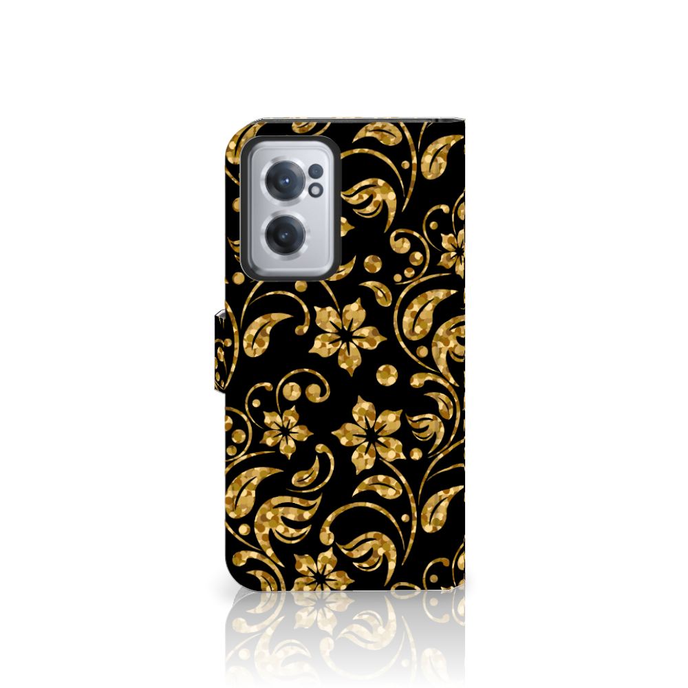 OnePlus Nord CE 2 Hoesje Gouden Bloemen