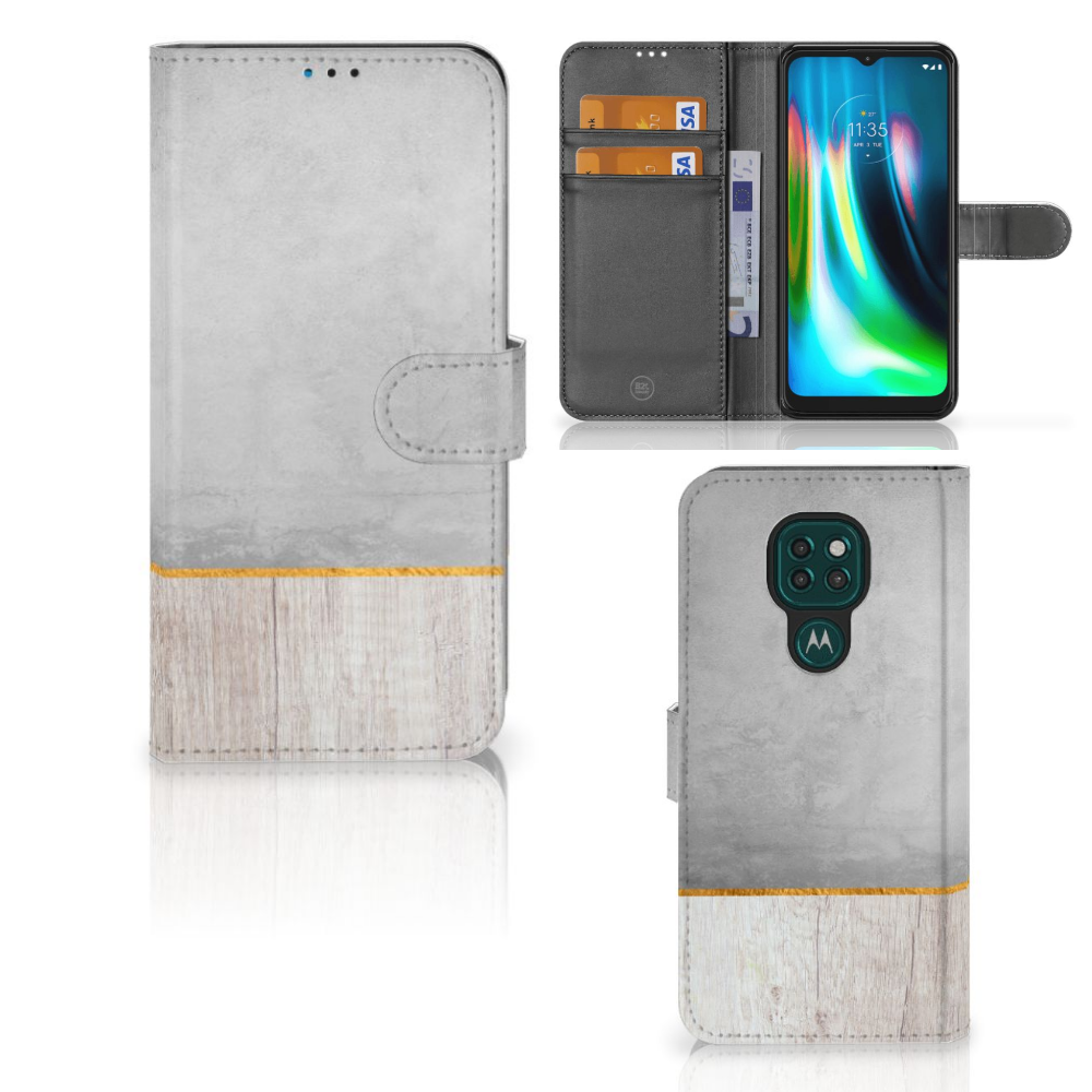 Motorola Moto G9 Play | E7 Plus Book Style Case Wood Concrete