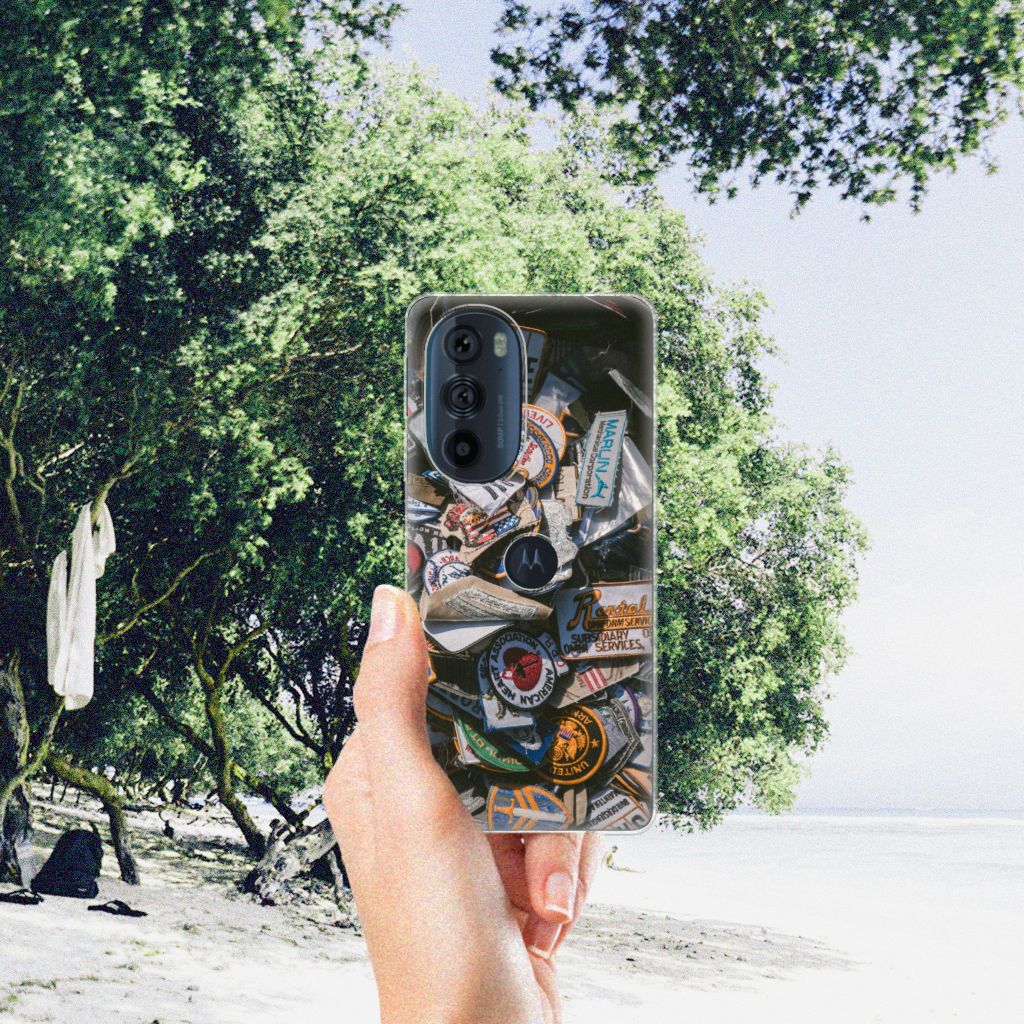Motorola Edge 30 Pro Siliconen Hoesje met foto Badges B2C Telecom