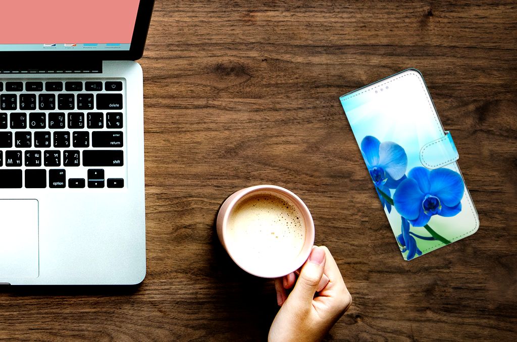 OPPO Reno 8 Lite | OnePlus Nord N20 Hoesje Orchidee Blauw - Cadeau voor je Moeder
