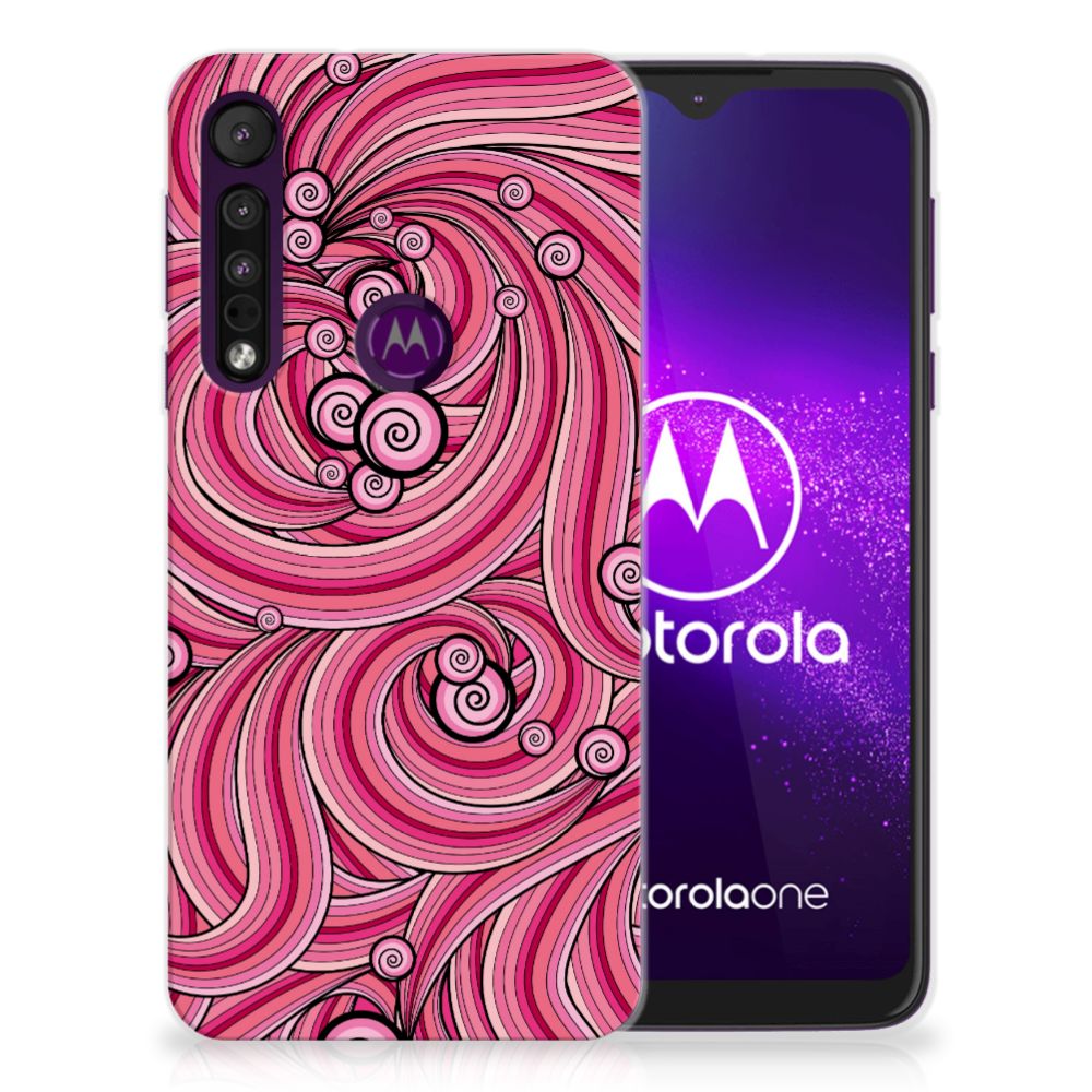 Motorola One Macro Hoesje maken Swirl Pink