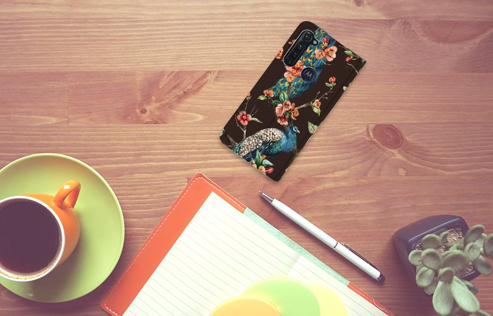 Motorola Moto G Pro Hoesje maken Pauw met Bloemen - B2C Telecom