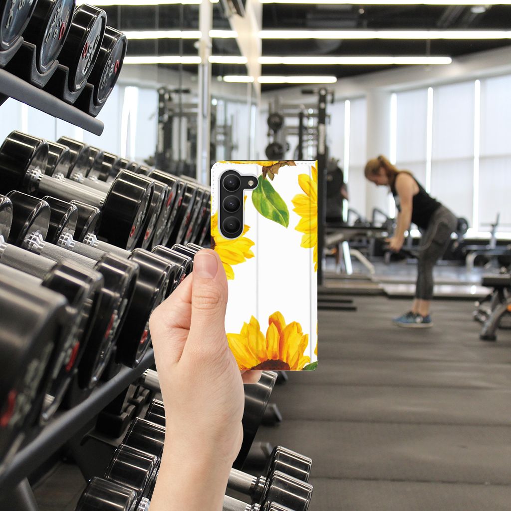 Smart Cover voor Samsung Galaxy S23 Zonnebloemen - B2C Telecom