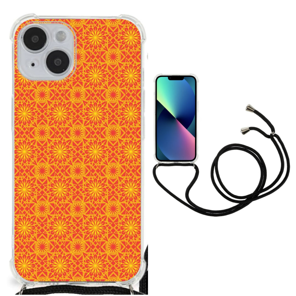 iPhone 14 Doorzichtige Silicone Hoesje Batik Oranje