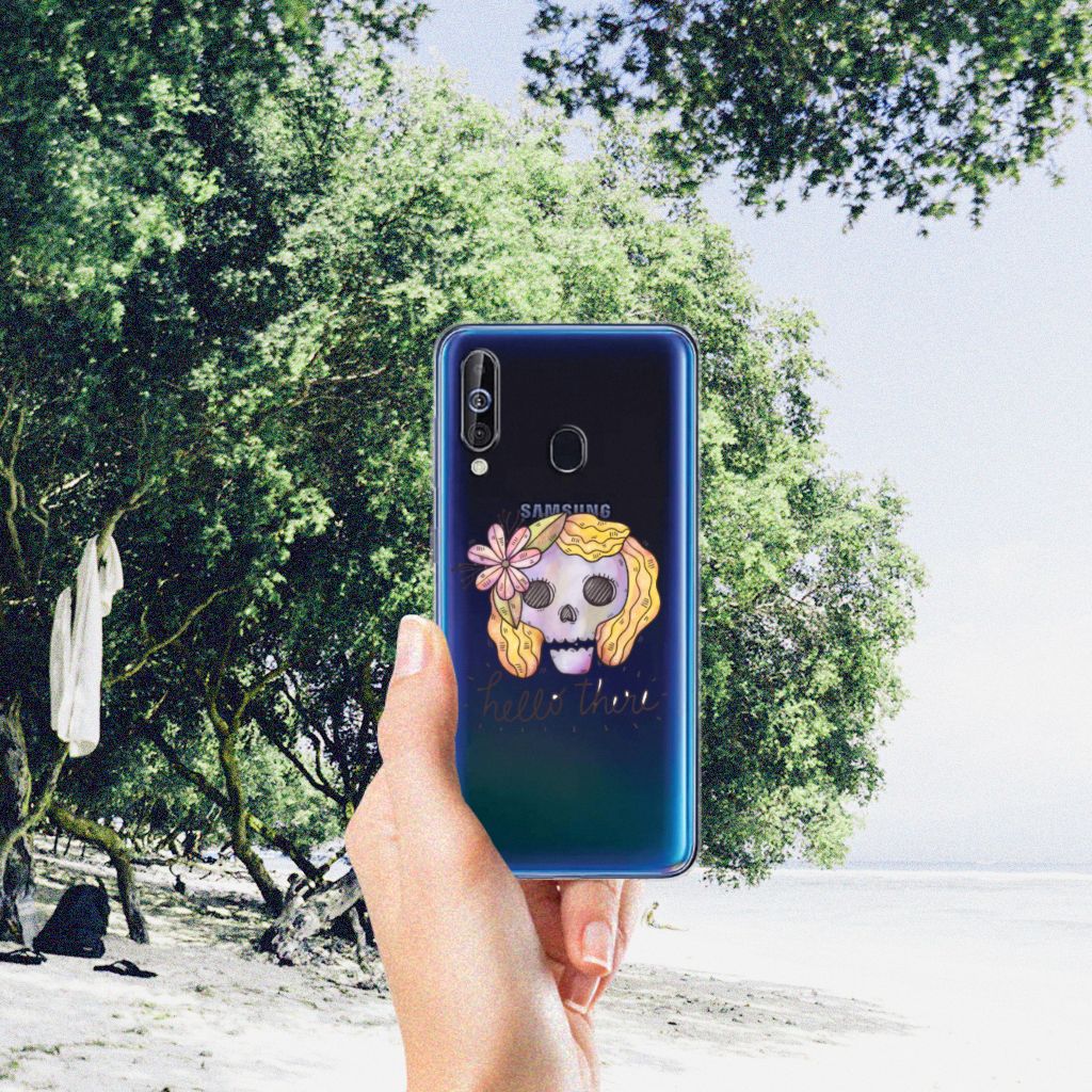 Silicone Back Case Samsung Galaxy A60 Boho Skull