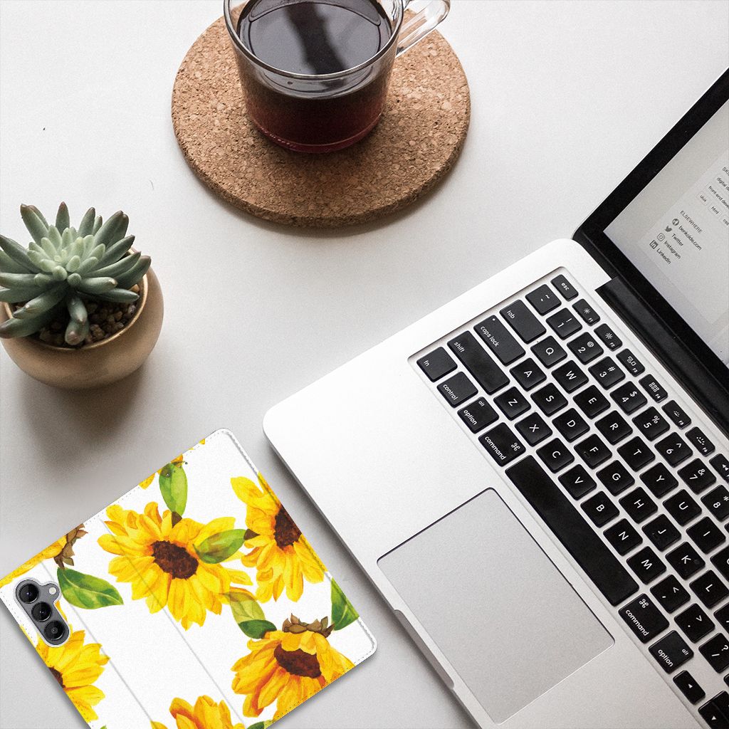 Smart Cover voor Samsung Galaxy A34 Zonnebloemen - B2C Telecom