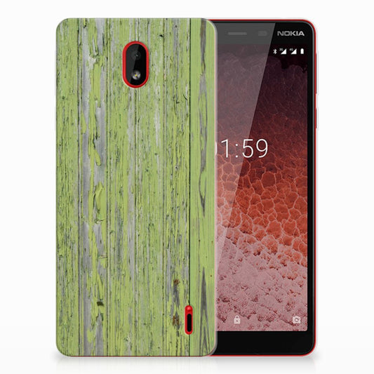 Nokia 1 Plus Bumper Hoesje Green Wood