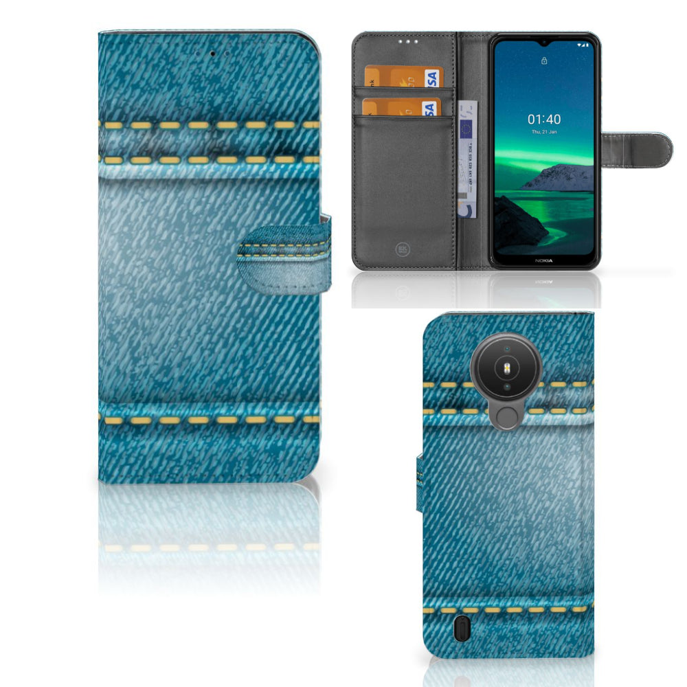 Nokia 1.4 Wallet Case met Pasjes Jeans