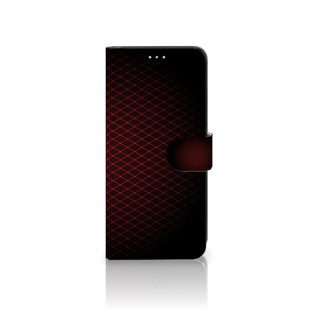 Xiaomi Redmi Note 11/11S Telefoon Hoesje Geruit Rood met minimalistisch design en ruimte voor 3 pasjes.