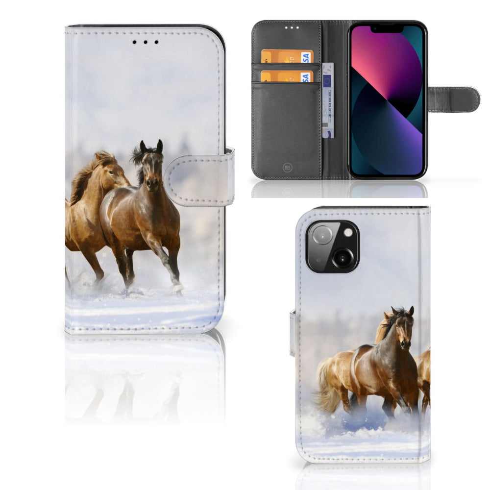 Apple iPhone 13 Telefoonhoesje met Pasjes Paarden